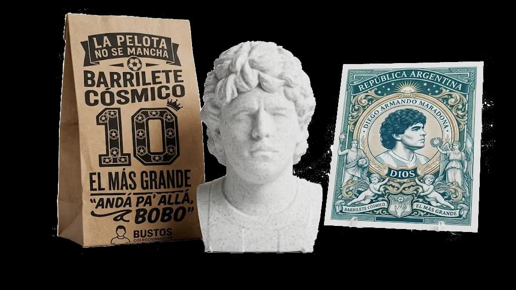 Figura impresa en 3D de D1OS con acabado símil mármol