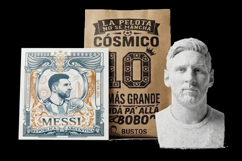 Figura impresa en 3D de Messi con acabado símil mármol